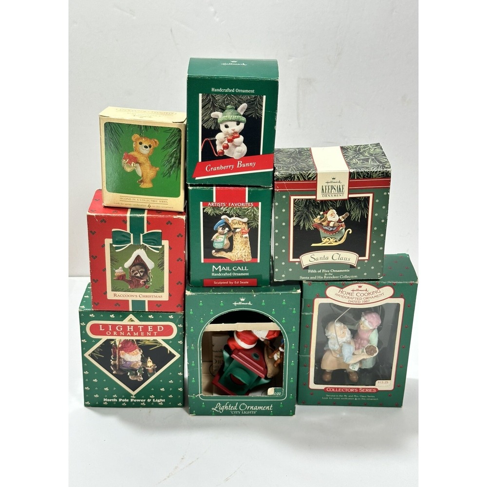 Lot Of 8 Christmas Ornaments Hallmark Vintage Boxed